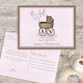 Cute Pink  Baby Carriage Classic Uitnodiging Briefkaart