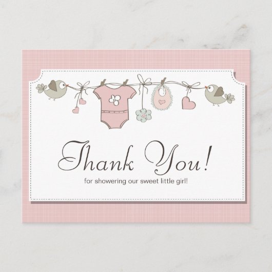 Cute Pink Baby Clothes | Baby shower Hartelijk dan Briefkaart (Voorkant)