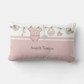 Cute Pink Baby Clothesline Brith Stats Kussen (Achterkant)