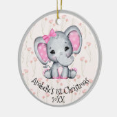 Cute Pink Baby Elephant 1 kerst Keramisch Ornament (Links)