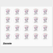 Cute Pink Baby Elephant and Rozen Border Hartelijk Ronde Sticker (Vel)
