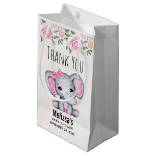 Cute Pink Baby Elephant en Roos Baby shower Klein Cadeauzakje