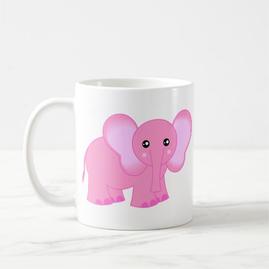 Cute Pink Baby Elephant Koffiemok (Links)