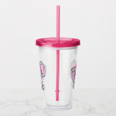 Cute Pink Baby Elephant met Polka Dot Ears Acryl Drinkbeker (Rechts)