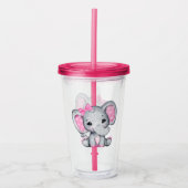 Cute Pink Baby Elephant met Polka Dot Ears Acryl Drinkbeker (Voorkant)