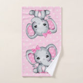 Cute Pink Baby Elephant met Polka Dot Ears Bad Handdoek (Handdoek)