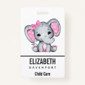 Cute Pink Baby Elephant met Polka Dot Ears Badge (Achterkant)