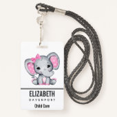 Cute Pink Baby Elephant met Polka Dot Ears Badge (Achterkant met draagriem)