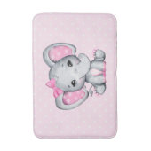 Cute Pink Baby Elephant met Polka Dot Ears Badmat (Voorkant Verticaal)