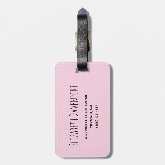 Cute Pink Baby Elephant met Polka Dot Ears Bagagelabel (Achterkant verticaal)