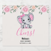 Cute Pink Baby Elephant met Polka Dot Ears Bier Etiket (Enkel label)