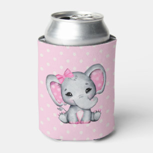 Cute Pink Baby Elephant met Polka Dot Ears Blikjeskoeler