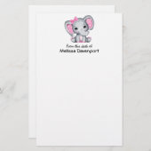 Cute Pink Baby Elephant met Polka Dot Ears Briefpapier (Voorkant / Achterkant)