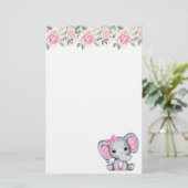 Cute Pink Baby Elephant met Polka Dot Ears Briefpapier (Staand voorkant)