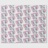 Cute Pink Baby Elephant met Polka Dot Ears Cadeaupapier (Vlak)