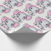 Cute Pink Baby Elephant met Polka Dot Ears Cadeaupapier (Hoek)