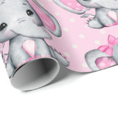 Cute Pink Baby Elephant met Polka Dot Ears Cadeaupapier (Rol Hoek)