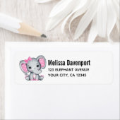 Cute Pink Baby Elephant met Polka Dot Ears Etiket (Insitu)