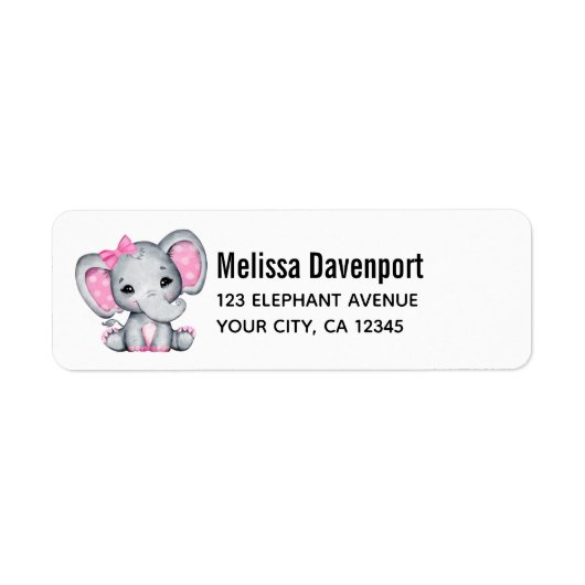 Cute Pink Baby Elephant met Polka Dot Ears Etiket (Voorkant)
