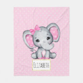 Cute Pink Baby Elephant met Polka Dot Ears Fleece Deken (Voorkant)
