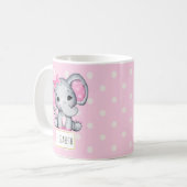 Cute Pink Baby Elephant met Polka Dot Ears Koffiemok (Voorkant links)