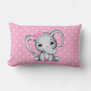 Cute Pink Baby Elephant met Polka Dot Ears Kussen