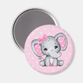 Cute Pink Baby Elephant met Polka Dot Ears Magneet (Voorkant / Achterkant)