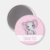 Cute Pink Baby Elephant met Polka Dot Ears Magneet (Voorkant / Achterkant)