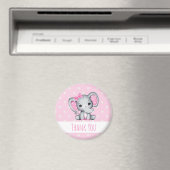Cute Pink Baby Elephant met Polka Dot Ears Magneet (Insitu (Vaatwasser))