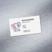 Cute Pink Baby Elephant met Polka Dot Ears Magnetisch Visitekaartje (Voorbeeld)