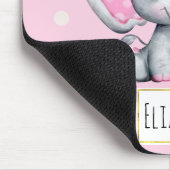Cute Pink Baby Elephant met Polka Dot Ears Muismat (Hoek)
