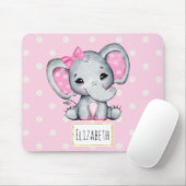 Cute Pink Baby Elephant met Polka Dot Ears Muismat (Met muis)