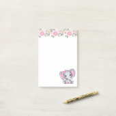 Cute Pink Baby Elephant met Polka Dot Ears Post-it® Notes (Op bureau)