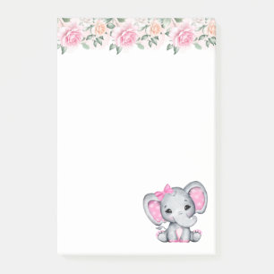 Cute Pink Baby Elephant met Polka Dot Ears Post-it® Notes