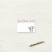 Cute Pink Baby Elephant met Polka Dot Ears Post-it® Notes (Op bureau)