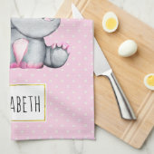 Cute Pink Baby Elephant met Polka Dot Ears Theedoek (Quarter Fold)