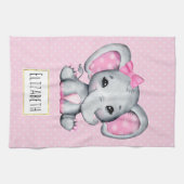 Cute Pink Baby Elephant met Polka Dot Ears Theedoek (Horizontaal)