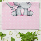 Cute Pink Baby Elephant met Polka Dot Ears Theedoek (Gevouwen)