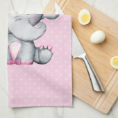 Cute Pink Baby Elephant met Polka Dot Ears Theedoek (Quarter Fold)