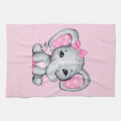 Cute Pink Baby Elephant met Polka Dot Ears Theedoek (Horizontaal)