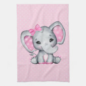 Cute Pink Baby Elephant met Polka Dot Ears Theedoek (Verticaal)