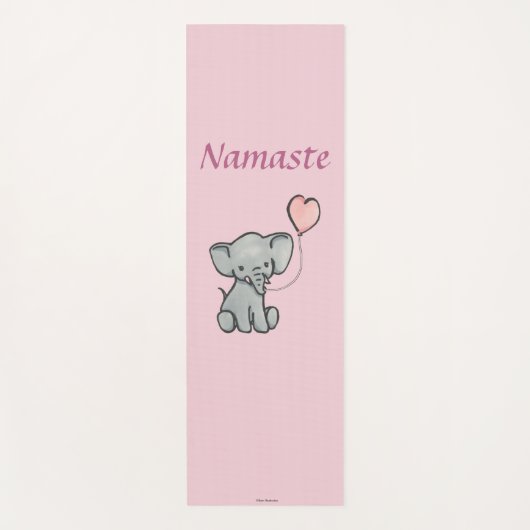 Cute Pink Baby Elephant Namaste Yoga Mat (Voorkant)