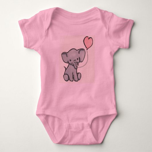 Cute Pink Baby Elephant Romper (Voorkant)