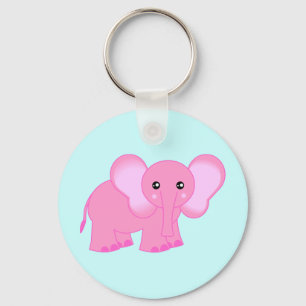 Cute Pink Baby Elephant Sleutelhanger