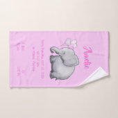 Cute Pink Baby Girl Birth Stats Elephant Nursery Handdoek (Handdoek)