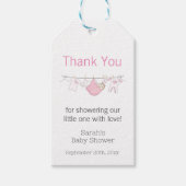 Cute Pink Baby Girl Clothesline Dank je Cadeaulabel (Voorkant)