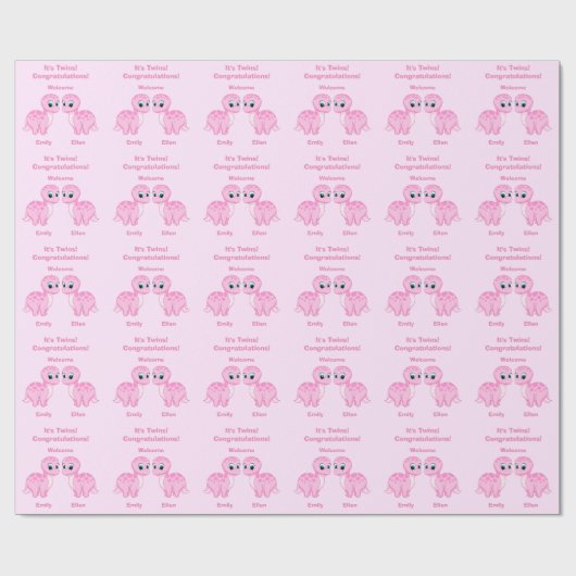 Cute Pink Baby Girl Dinosaur Cadeaupapier (Vlak)