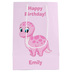 Cute Pink Baby Girl Dinosaur Medium Cadeauzakje