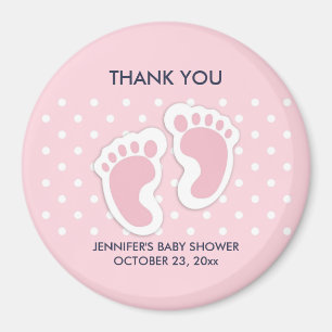 Cute Pink baby Girl Footprint Baby shower Magneet