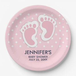 Cute Pink baby Girl Footprint Baby shower Papieren Bordje